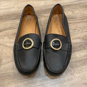 Calvin Klein Leana Black Leather Loafers Size 11